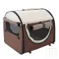 Transportín para Perros y Gatos Plegable 46x36x41 cm con Cojín Lavable Ventanas de Malla Estacas Marrón