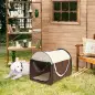 Transportín para Perros y Gatos Plegable 46x36x41 cm con Cojín Lavable Ventanas de Malla Estacas Marrón