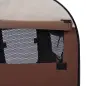 Transportín para Perros y Gatos Plegable 46x36x41 cm con Cojín Lavable Ventanas de Malla Estacas Marrón