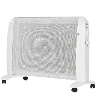 Calefactor Eléctrico 1000W/2000W Radiador de Mica con 2 Niveles de Potencia para 15-20m² 79x27x54 cm Blanco