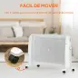 Calefactor Eléctrico 1000W/2000W Radiador de Mica con 2 Niveles de Potencia para 15-20m² 79x27x54 cm Blanco