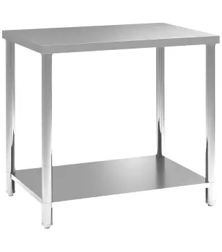 Mesa de Trabajo de Acero Inoxidable con 2 Estantes para Cocina Garaje Taller Carga 100 kg 90x60x86 cm Plata