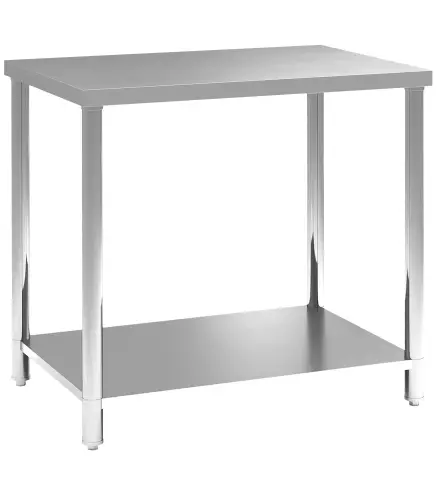 Mesa de Trabajo de Acero Inoxidable con 2 Estantes para Cocina Garaje Taller Carga 100 kg 90x60x86 cm Plata