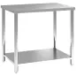 Mesa de Trabajo de Acero Inoxidable con 2 Estantes para Cocina Garaje Taller Carga 100 kg 90x60x86 cm Plata Mesa de Trabajo de Acero Inoxidable con 2 Estantes para Cocina Garaje Taller Carga 100 kg 90x60x86 cm Plata