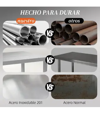 Mesa de Trabajo de Acero Inoxidable con 2 Estantes para Cocina Garaje Taller Carga 100 kg 90x60x86 cm Plata