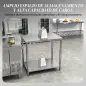 Mesa de Trabajo de Acero Inoxidable con 2 Estantes para Cocina Garaje Taller Carga 100 kg 90x60x86 cm Plata Mesa de Trabajo de Acero Inoxidable con 2 Estantes para Cocina Garaje Taller Carga 100 kg 90x60x86 cm Plata