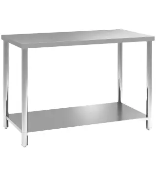 Mesa de Trabajo de Acero Inoxidable con 2 Estantes para Cocina Garaje Taller Carga 100 kg 120x60x86 cm Plata