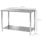 Mesa de Trabajo de Acero Inoxidable con 2 Estantes para Cocina Garaje Taller Carga 100 kg 120x60x86 cm Plata Mesa de Trabajo de Acero Inoxidable con 2 Estantes para Cocina Garaje Taller Carga 100 kg 120x60x86 cm Plata