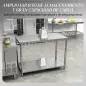 Mesa de Trabajo de Acero Inoxidable con 2 Estantes para Cocina Garaje Taller Carga 100 kg 120x60x86 cm Plata Mesa de Trabajo de Acero Inoxidable con 2 Estantes para Cocina Garaje Taller Carga 100 kg 120x60x86 cm Plata