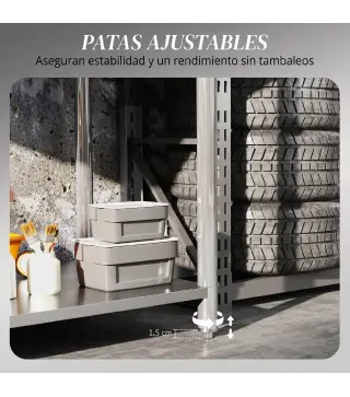 Mesa de Trabajo de Acero Inoxidable con 2 Estantes para Cocina Garaje Taller Carga 100 kg 120x60x86 cm Plata