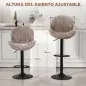 Juego de 2 Taburetes de Bar Giratorios con Altura Ajustable 62-83 cm Tapizada en Chenilla Respaldo y Reposapiés Moca Juego de 2 Taburetes de Bar Giratorios con Altura Ajustable 62-83 cm Tapizada en Chenilla Respaldo y Reposapiés Moca