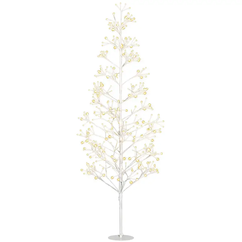 Árbol de Navidad Artificial 180 cm con 384 Luces LED Blanco Cálido Ramas Flexibles Base de Acero Blanco Árbol de Navidad Artificial 180 cm con 384 Luces LED Blanco Cálido Ramas Flexibles Base de Acero Blanco