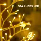 Árbol de Navidad Artificial 180 cm con 384 Luces LED Blanco Cálido Ramas Flexibles Base de Acero Blanco Árbol de Navidad Artificial 180 cm con 384 Luces LED Blanco Cálido Ramas Flexibles Base de Acero Blanco
