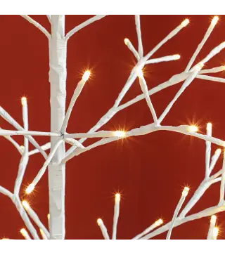 Árbol de Navidad Artificial 180 cm con 384 Luces LED Blanco Cálido Ramas Flexibles Base de Acero Blanco