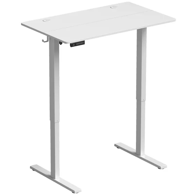 Escritorio Elevable Eléctrico 100x60 cm con 3 Memorias Pantalla LED 2 Ganchos y 2 Pasacables Blanco