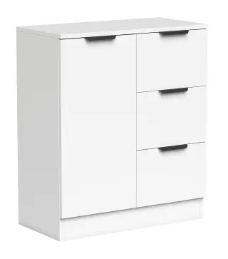 Aparador de Salón Estrecho con Puerta 3 Cajones 60x30x70 cm para Entrada Comedor Blanco