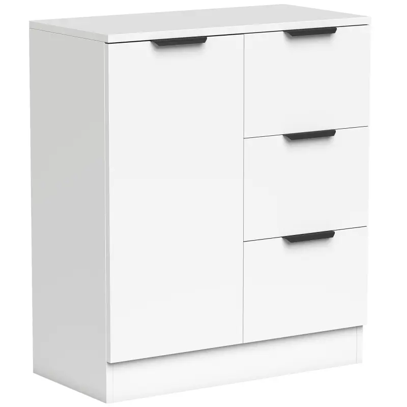 Aparador de Salón Estrecho con Puerta 3 Cajones 60x30x70 cm para Entrada Comedor Blanco