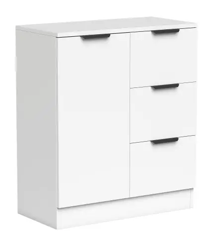 Aparador de Salón Estrecho con Puerta 3 Cajones 60x30x70 cm para Entrada Comedor Blanco