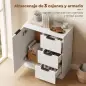 Aparador de Salón Estrecho con Puerta 3 Cajones 60x30x70 cm para Entrada Comedor Blanco
