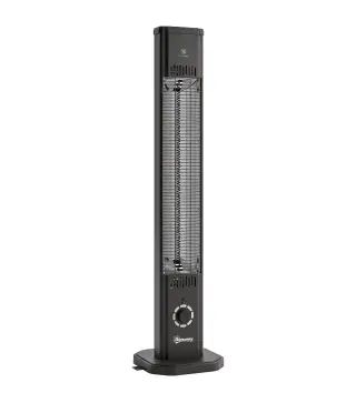 Calefactor Infrarrojos Terraza de Pie o Pared 2000 W con Mando 9 Niveles Calor Temporizador Apagado Inclinación Funda