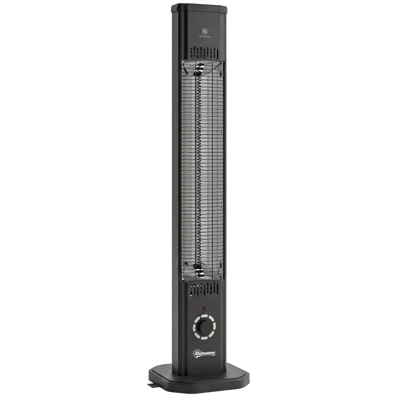 Calefactor Infrarrojos Terraza de Pie o Pared 2000 W con Mando 9 Niveles Calor Temporizador Apagado Inclinación Funda