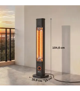 Calefactor Infrarrojos Terraza de Pie o Pared 2000 W con Mando 9 Niveles Calor Temporizador Apagado Inclinación Funda