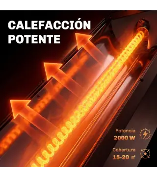 Calefactor Infrarrojos Terraza de Pie o Pared 2000 W con Mando 9 Niveles Calor Temporizador Apagado Inclinación Funda