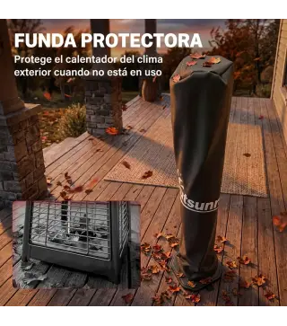 Calefactor Infrarrojos Terraza de Pie o Pared 2000 W con Mando 9 Niveles Calor Temporizador Apagado Inclinación Funda