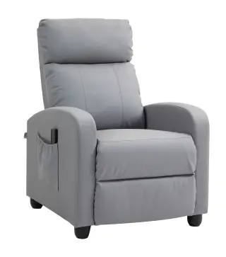 Sillón de Masaje Reclinable con Mando a Distancia Bolsillo Lateral y Temporizador Tapizado en PU 68x88x98 cm Gris Claro