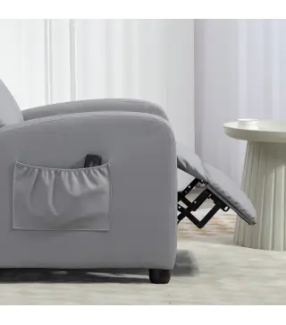 Sillón de Masaje Reclinable con Mando a Distancia Bolsillo Lateral y Temporizador Tapizado en PU 68x88x98 cm Gris Claro