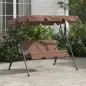 Balancín de Jardín Exterior Columpio de 3 Plazas con Toldo Ajustable y Marco de Acero para Terraza 172x110x153 cm Marrón