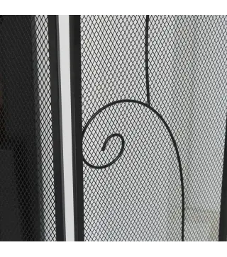 Pantalla de Chimenea Plegable con Bisagras 132,5x76,5 cm ​Estructura de Acero Resistente Malla Decorativa Negro