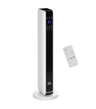 Radiador Eléctrico bajo Consumo 1100/2200W con Mando a Distancia Pantalla LED Temporizador 8H Blanco