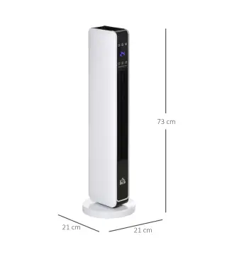 Radiador Eléctrico bajo Consumo 1100/2200W con Mando a Distancia Pantalla LED Temporizador 8H Blanco