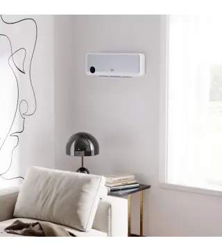 Calefactor Baño de Pared 1000W/2000W con Mando a Distancia Pantalla LED Temporizador 12H Termostato Blanco