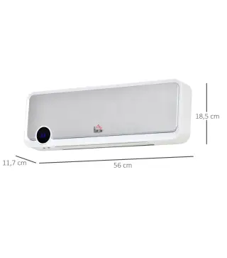 Calefactor Baño de Pared 1000W/2000W con Mando a Distancia Pantalla LED Temporizador 12H Termostato Blanco