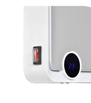 Calefactor Baño de Pared 1000W/2000W con Mando a Distancia Pantalla LED Temporizador 12H Termostato Blanco