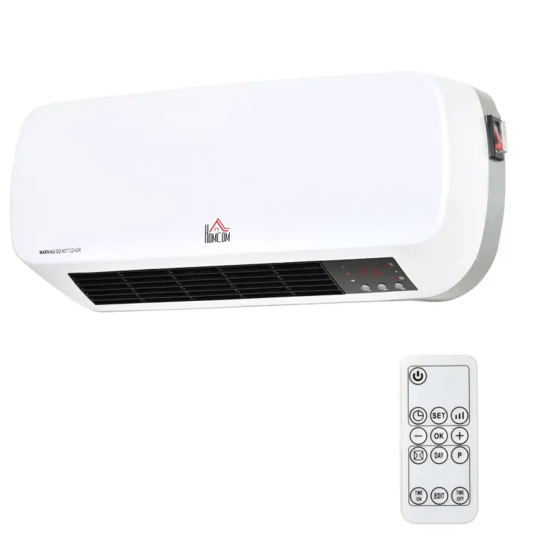 Calefactor Eléctrico Bajo Consumo, 1000W/2000W, PTC Calefactor de Baño de Pared con Pantalla LED, IPX2, 3 Modos, Protección cont