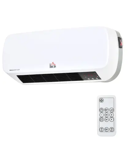Calefactor Eléctrico Bajo Consumo, 1000W/2000W, PTC Calefactor de Baño de Pared con Pantalla LED, IPX2, 3 Modos, Protección cont