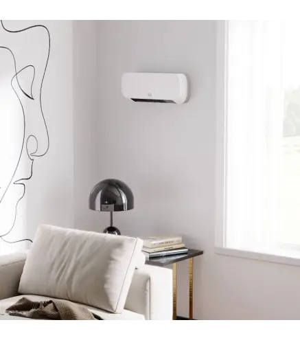 Calefactor Eléctrico Bajo Consumo, 1000W/2000W, PTC Calefactor de Baño de Pared con Pantalla LED, IPX2, 3 Modos, Protección cont