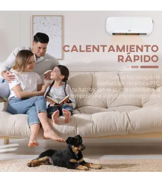 Calefactor Eléctrico Bajo Consumo, 1000W/2000W, PTC Calefactor de Baño de Pared con Pantalla LED, IPX2, 3 Modos, Protección cont