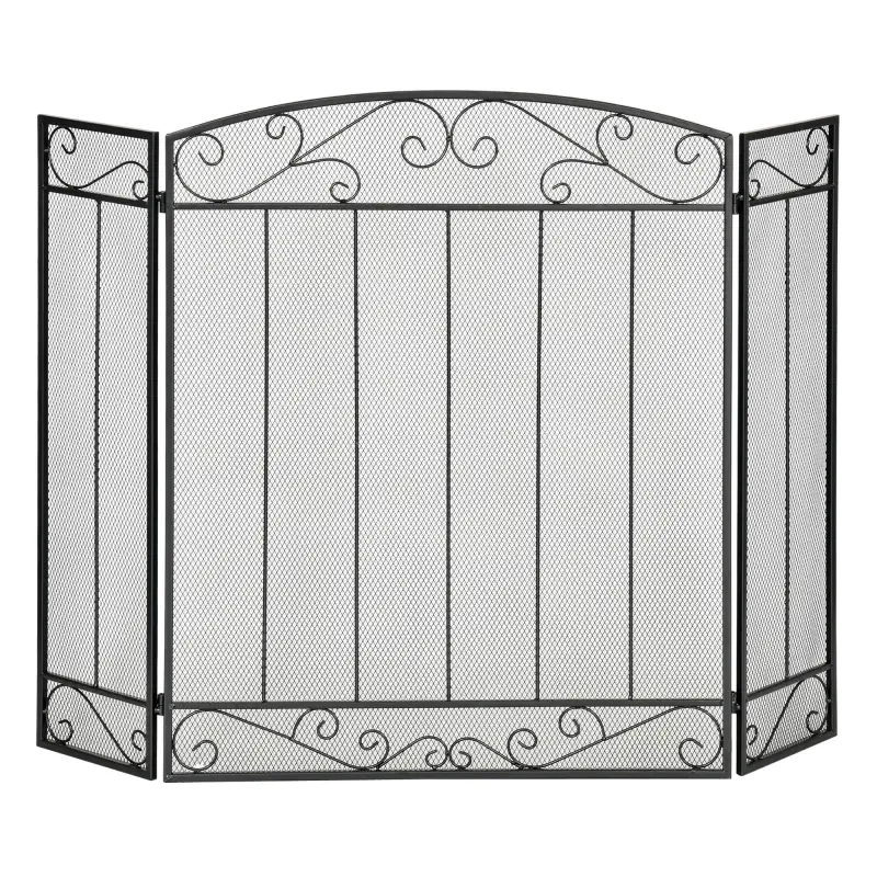 Salvachispas para Chimenea 105x80,5 cm Pantalla para Chimenea Plegable de 3 Paneles Protector de Chimenea Negro Salvachispas para Chimenea 105x80,5 cm Pantalla para Chimenea Plegable de 3 Paneles Protector de Chimenea Negro