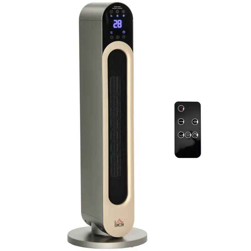 Calefactor Cerámico de Torre 1100/2200W con Mando Pantalla LED Temporizador y Oscilación Ø25x73,5 cm Plata Calefactor Cerámico de Torre 1100/2200W con Mando Pantalla LED Temporizador y Oscilación Ø25x73,5 cm Plata