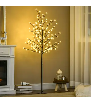 Luz de Árbol de Cerezo con 150 Luces LED Lámpara Decorativa de Flor de Cerezo para Interiores 17x17x150 cm Negro