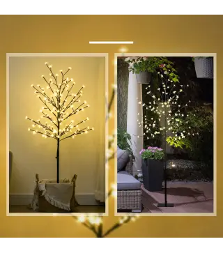 Luz de Árbol de Cerezo con 150 Luces LED Lámpara Decorativa de Flor de Cerezo para Interiores 17x17x150 cm Negro