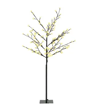 Árbol de Flor de Cerezo con 120 Luces LED IP44 en Blanco Cálido Decoración para Interiores 17x17x120 cm Negro