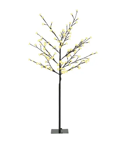 Árbol de Flor de Cerezo con 120 Luces LED IP44 en Blanco Cálido Decoración para Interiores 17x17x120 cm Negro