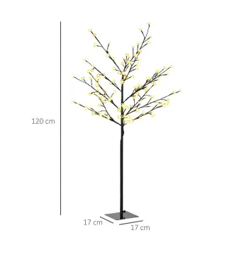 Árbol de Flor de Cerezo con 120 Luces LED IP44 en Blanco Cálido Decoración para Interiores 17x17x120 cm Negro