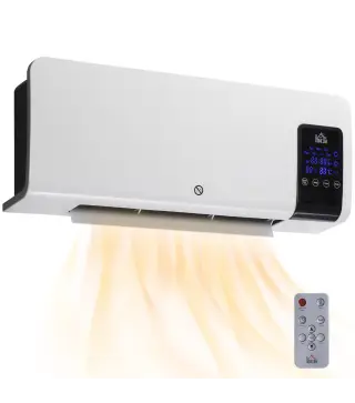 Calefactor Eléctrico de Pared 1000W/2000W Estufa con Pantalla LED y Mando a Distancia 54,5x12x21,5 cm Blanco