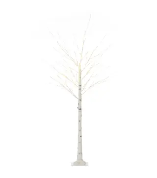 Árbol de Abedul Altura 180 cm con 96 Luces LED IP44 Blanco Cálido Decoración para Interiores 22x22x180 cm Blanco